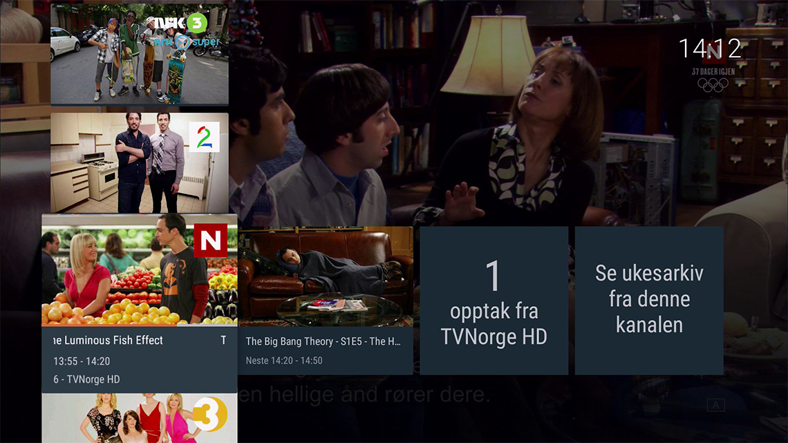 Kanalliste med opptak og ukesarkiv