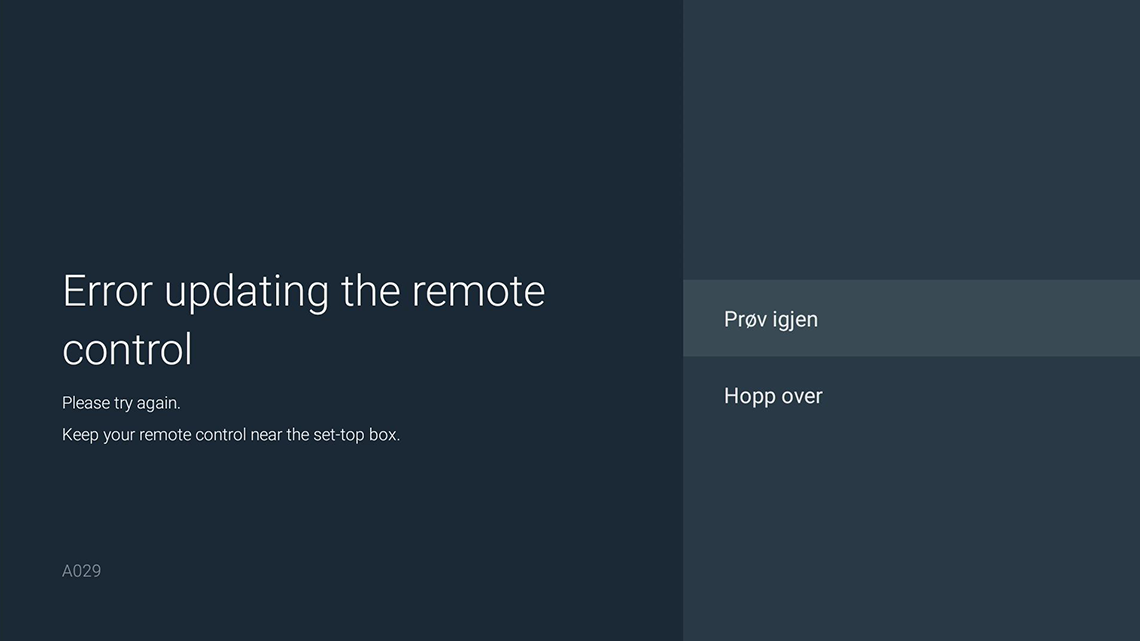 Prøv igjen hvis fjernkontrollen ikke virker på første forsøk