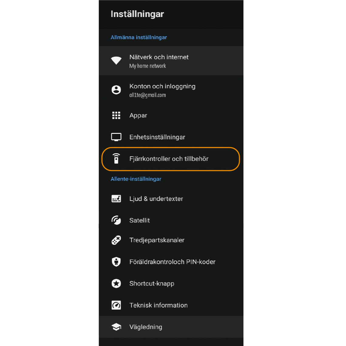 Fjärrkontroller och tillbehör